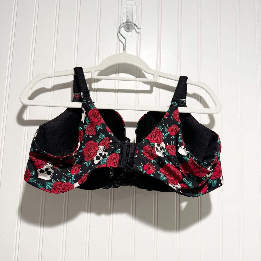 Torrid Black Skull Roses Bra Push Up T-Shirt Bra Underwire Size 44B - Picture 7 of 7